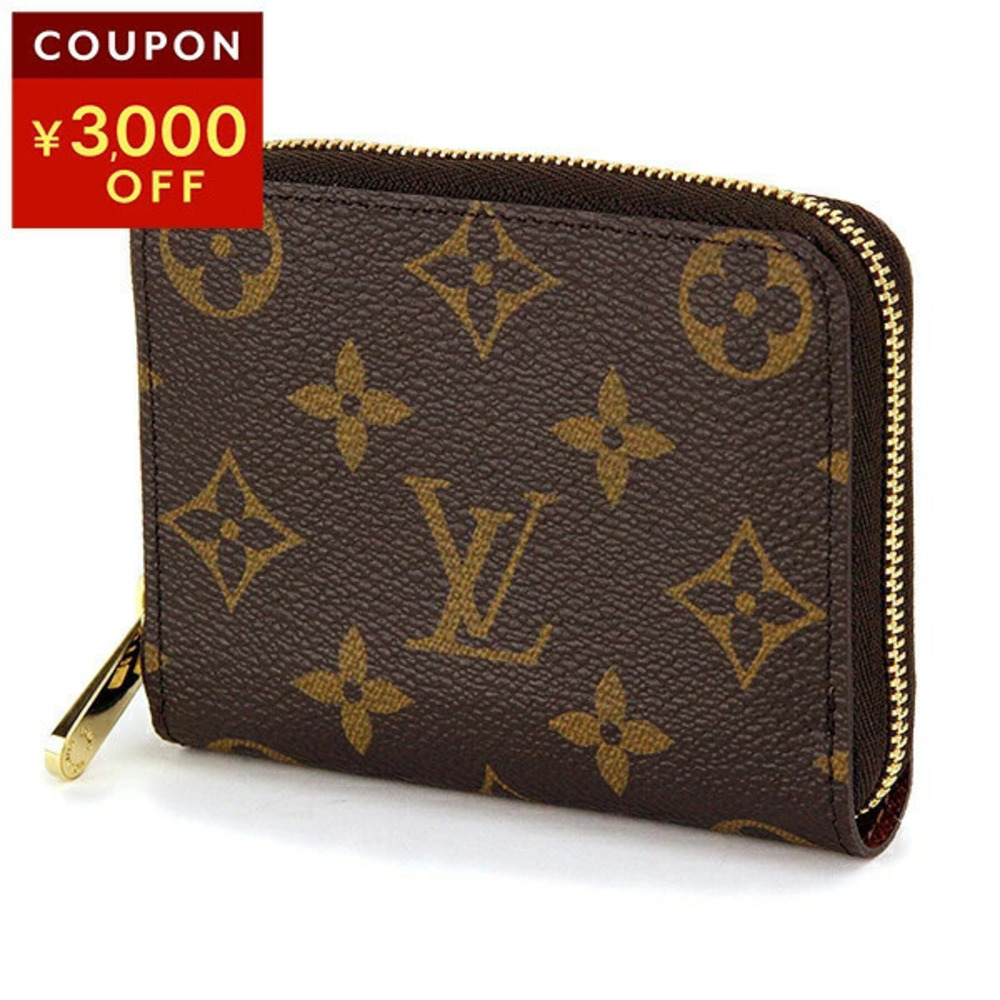 Louis Vuitton Coin Wallet Monogram Zippy Wallet Purse Canvas Leather Dark Brown